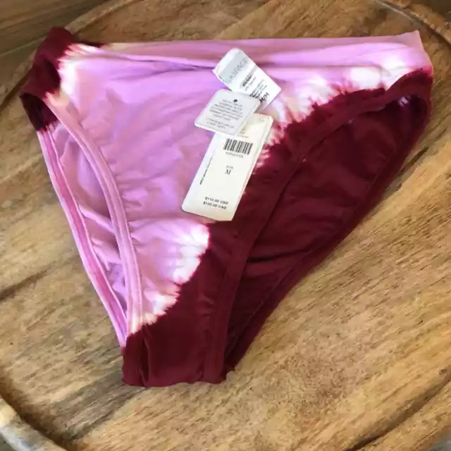 NWT L Space Frenchi Bikini Bottom Pink Tie Dye Wine Size M 3