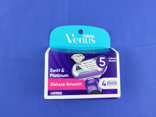 NUEVO cartucho de recarga suave Gillette Venus remolino y platino de lujo 4 quilates