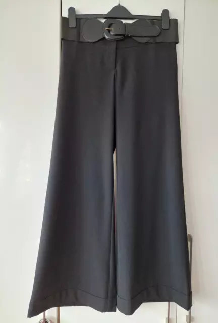 New Look Adjustable Smart Wide Leg Black Trousers Maternity Size 8