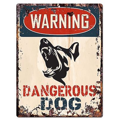PP2344 WARNING DANGEROUS DOG Plate Sign Rustic Chic Sign Home Door Gate Decor