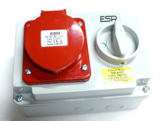 16 AMP 4 Pin Verriegelung Steckschlüsselschalter 380V - 415V 3P + E wetterfest IP44 16A rot 3
