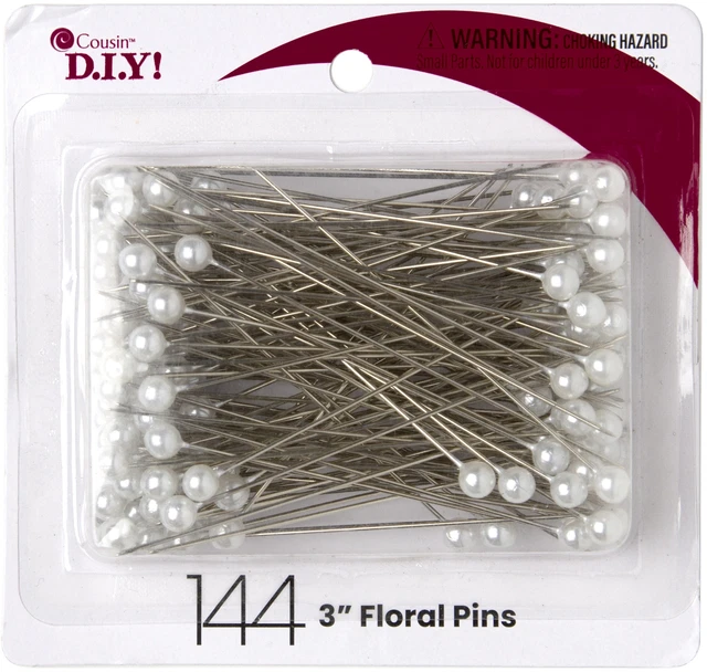 Alfileres florales 3" 144/paquete blanco perla, paquete de 3