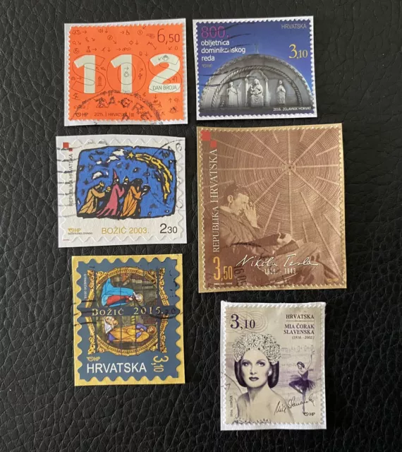 Lot de 6 timbres de Croatie années diverses - encore sur fragment V51