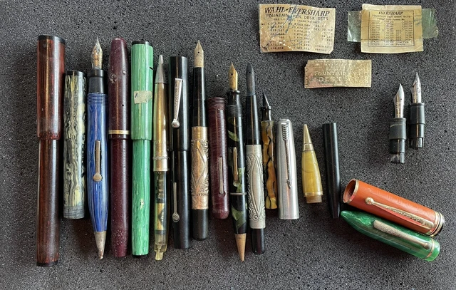 Lot of Fountain Pens For Parts/Repair.  Parker, Warranted 14kt, Diamond Medal