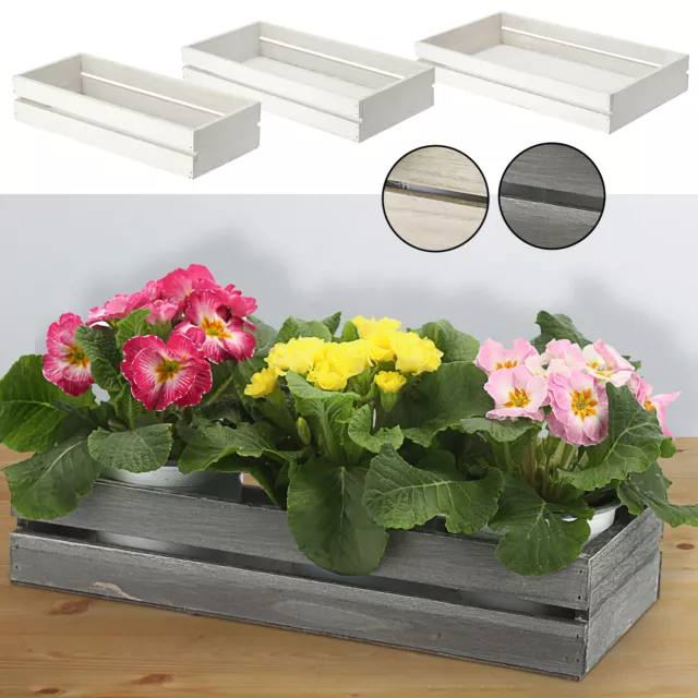 3x Holzkiste Lattendesign Pflanzkisten 3Größen Kiste Blumenkasten Aufbewahrung