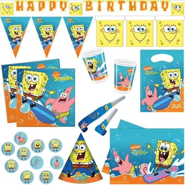 Bob Esponja Cumpleaños Niños Fiesta Set Decoración Cumpleaños