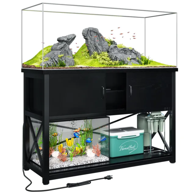 TC-HOMENY 55-75Gallon Aquarium Stand with Power Outlets Fish Tank Stand Cabinet