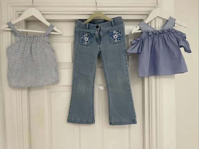 Pacchetto camicetta da ragazza X3 Zara blu bianco top bonton blu chiaro età 6