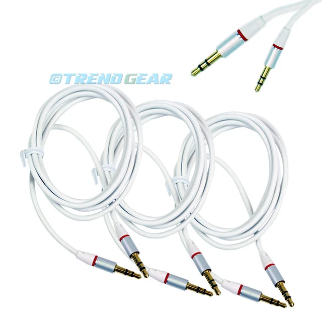 3X 3.5Mm Aux Auxiliary Straight Audio Cable White For Nokia Lumia 1020 Z10 Z30