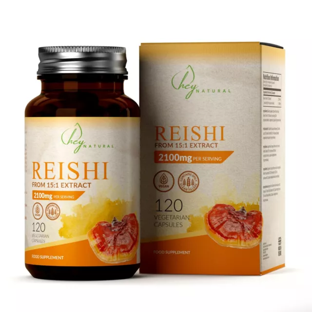 Reishi Mushroom Extract 15:1 | 2100mg per Serving 120 Capsules | Immune Support