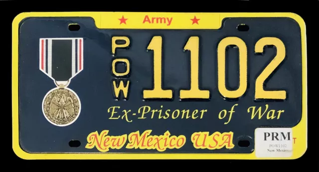 New Mexico Army Veteran License Plate  " Pow 1102 " Ex Prisoner Of War Nm