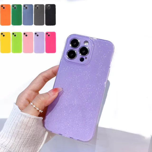 For iPhone 15 14 13 12 11 Pro Max XR 8 7 Slim Soft TPU Bling Glitter Case Cover