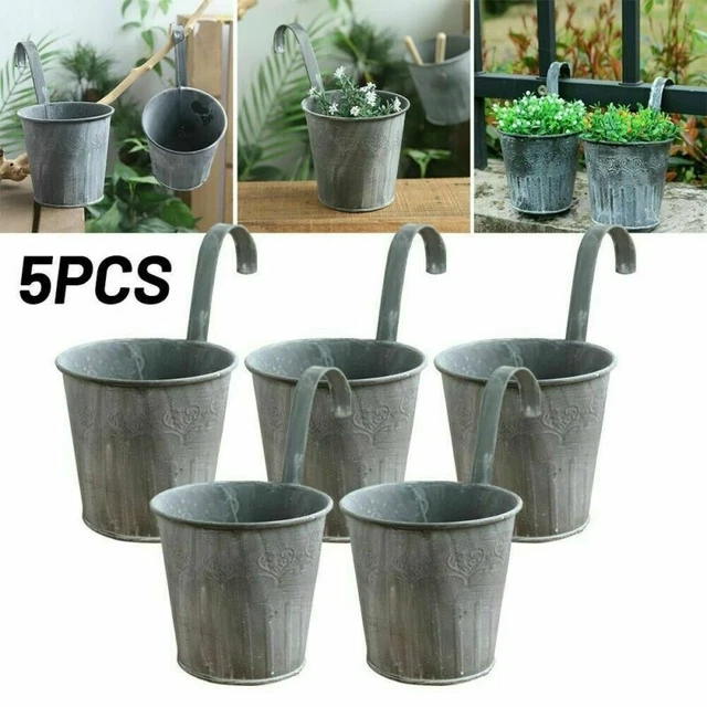 5 X Hängetopf Blumentopf Hängetöpfe Garten Balkon Blumen Topf Kräutertopf Zink