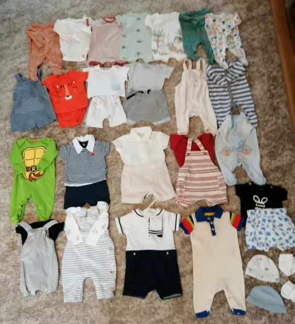 Large Bundle of Baby Boy Outfits & Clothes ~ Aged 0-3 months