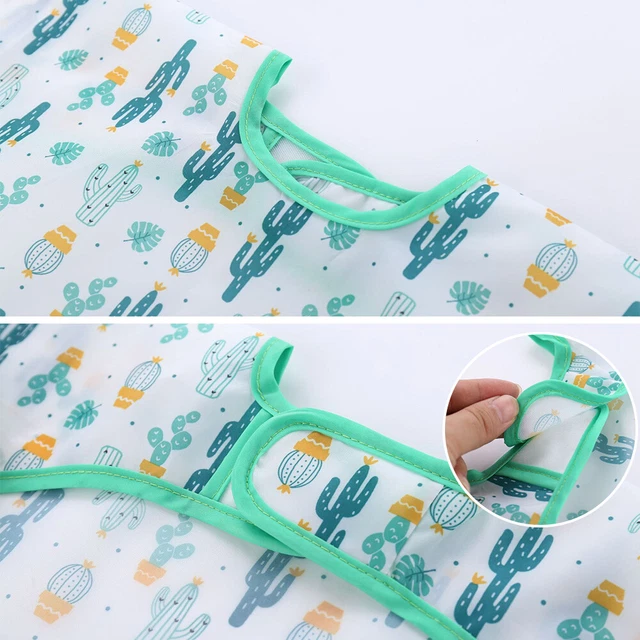 Baby Feeding Bibs Kids Waterproof Long Sleeve Coverall (4-6Years Cactus)