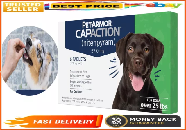 6 Tablets PetArmor Oral Flea Medication Pills For Dogs Medium & Large Dog