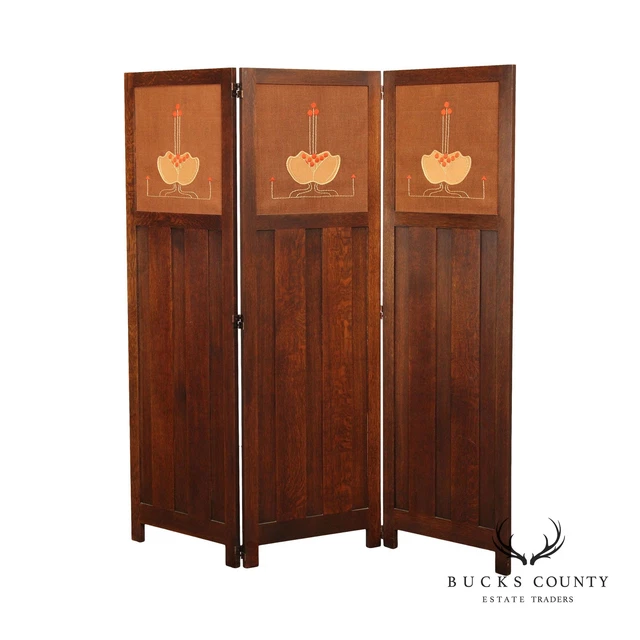 Stickley Mission Style Three-Panel Folding Screen