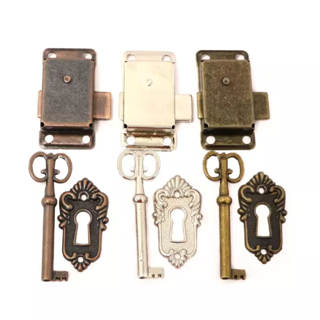 Vintage Iron Alloy Cabinet Door Lock Kit with Key Antique Drawer Wardrobe Lock b