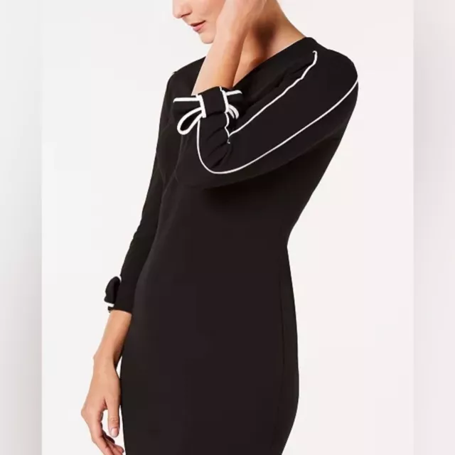 NWT Calvin Klein Piped Bow Sleeve Black Sheath Dress Women's size 8 2