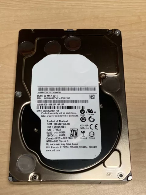 Western Digital WD4000FYYZ 4TB SATA6Gb/s 64MB 7200RPM 3.5" Enterprise Hard Drive