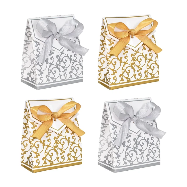 Scatole Regalo Kraft 7,5x7,5x7,5 Cm - Confezione Da 50 - Per Bomboniere, Matrimoni, Compleanni - Facili Da Montare - Foto 10