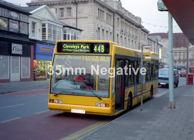 BLACKPOOL TRANSPORT BLUE BUSES OPTARE EXCEL 203 35mm NEG+COPYRIGHT