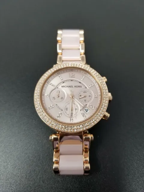 Michael Kors Women's Parker Rose Gold Stainless Steel Crystal Chronograph Watch