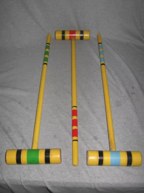 Set 3 Vintage Replacement Croquet Mallots Mallot Set