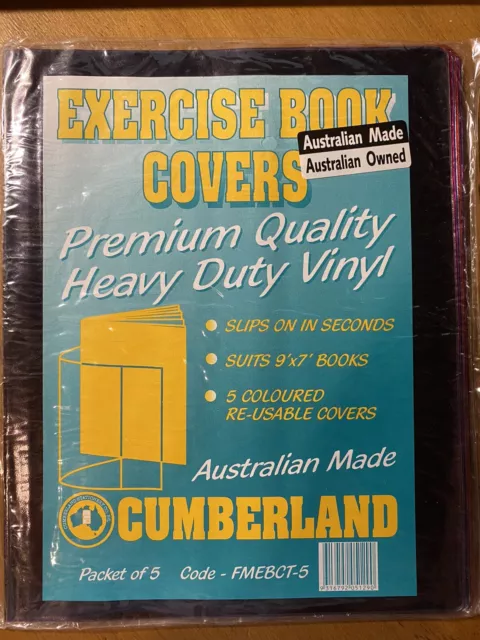 NEW Cumberland Exercise Book Covers Tinted 9x7 Pack 5 Australia Made FREE POST