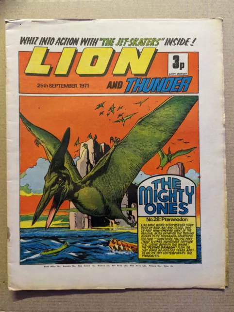 Lion and Thunder Comic 25th Septrember 1971, FREE UK POSTAGE