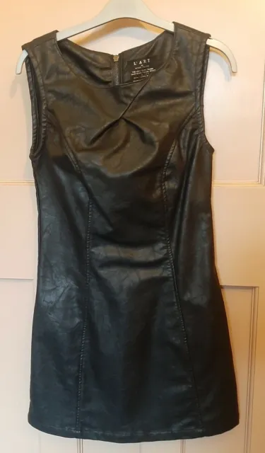 L'ART of River Island black faux leather sleeveless shift dress UK 8 BNWOT