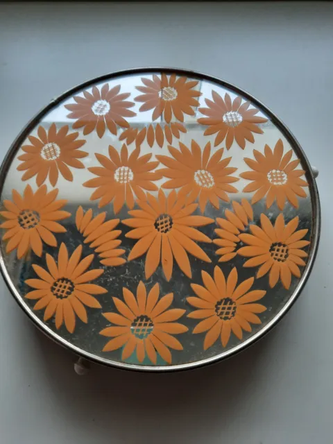 Tortenplatte Tortenständer 70er Blumen Spiegel Vintage Tablett