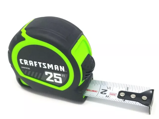 CRAFTSMAN Tape Measure 25 ft Retraction Control and Self-Lock Solid Chrome  Finish Rubber Grip (CMHT37325S) Old