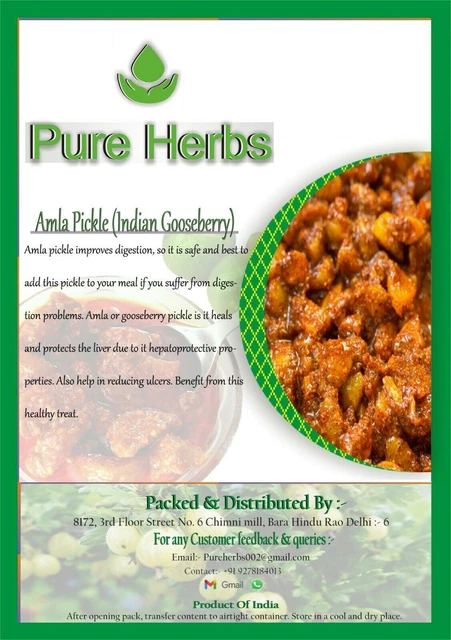 Pure Herbs Amla Sottaceto Per Indiano Sapore