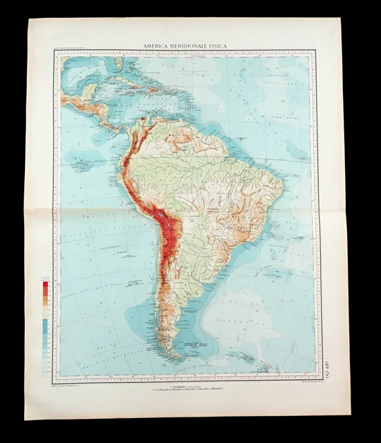 ANTIQUE ITALIAN MAP of South America - Antique Italian Map Of South America Physical Geography.webp