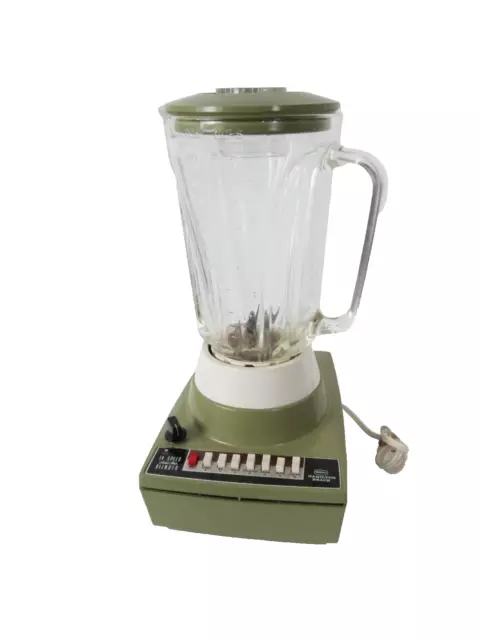 Vintage Avocado Green Hamilton Beach Scovill 14 Speed Blender 607 USA WORKING