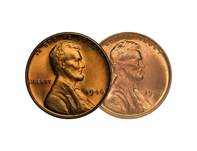 1946 P & 1947 P Lincoln Wheat Cent Choice BU 1c Brilliant Uncirculated - 2 Set