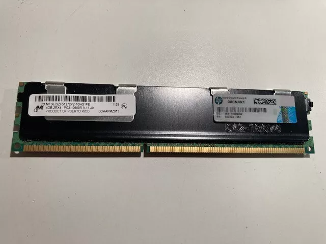 Genuine HP 4GB Server RAM 2Rx4 PC3-10600R ECC Reg DDR3 500203-061 RDIMM Micron