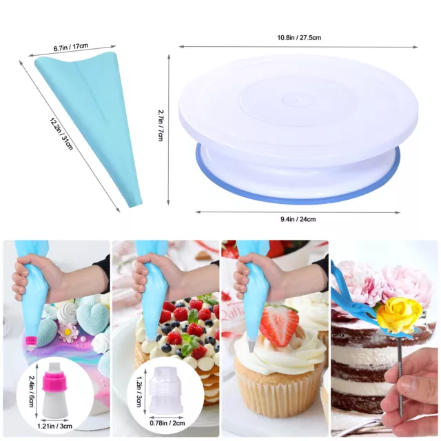 60Pcs Rotating Cake Icing Stand Turntable Decorating Revolving Kitchen Display 3