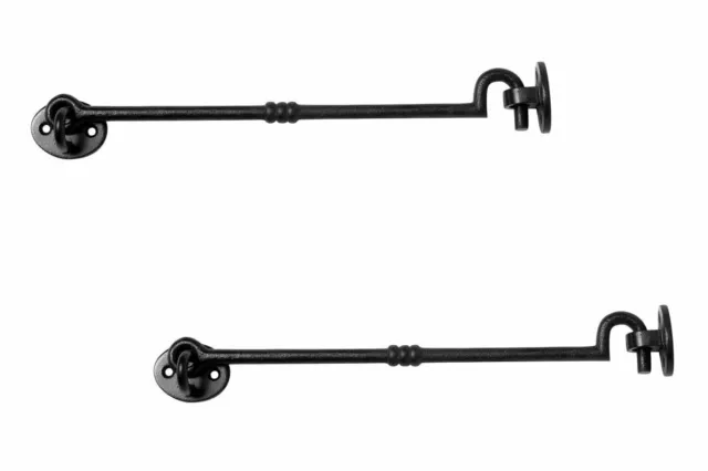 Black Wrought Iron Cabin Hook Eye 11" L Privacy Hook Door Latches Pack of 2