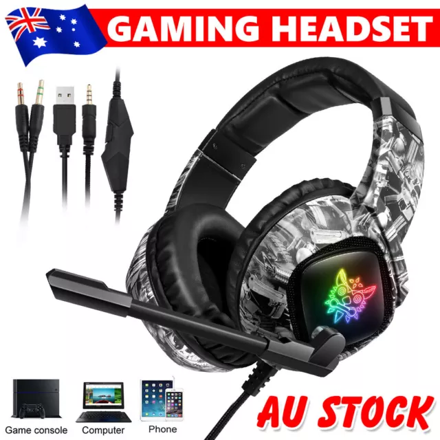 Gaming Headset Headphone Wireless MIC Headphones Surround for Laptop PC Mac PS4