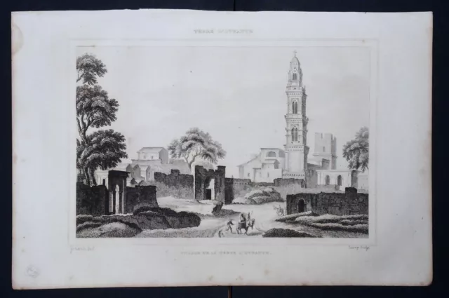 1834.Stampa/Acciaio=TERRA D'OTRANTO. Salento.SOLETO.PUGLIA=Pittoresque.ETNA