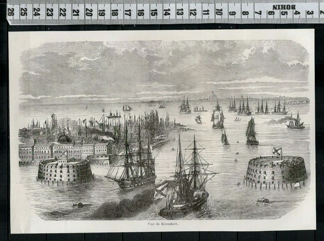 G58 / Gravure 1877 /  Vue De Kronstadt