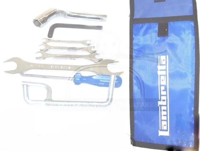 Lambretta Handy Tool Kit 7 Piece & Blue Woven Pouch Jack, Spanners Etc. GEc