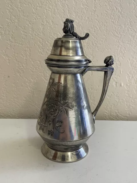 Antique Victorian Pairpoint Mfg Co. Silver Plated Syrup Pitcher Womens Head