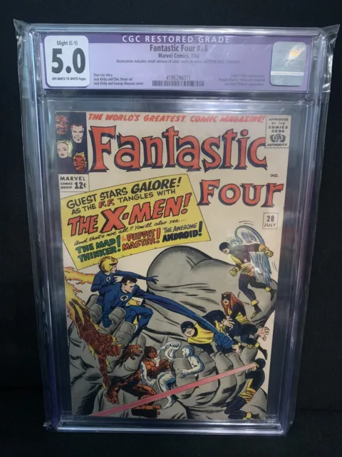 Fantastic Four 28🔥CGC 5.0 RESTORED Early X-Men 1st Crossover