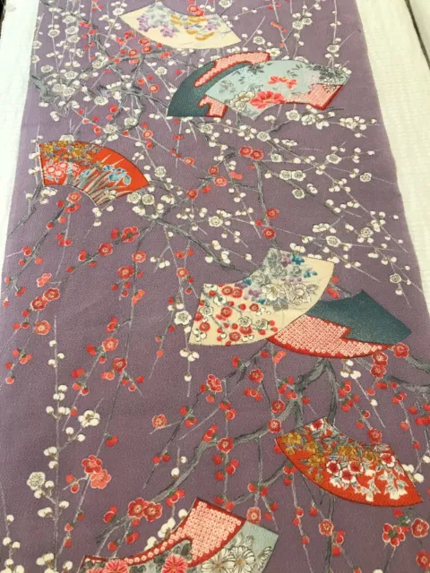 @@110 cm x 35 cm Japanese kimono silk fabric/ Chirimen crepe/ lavender W29