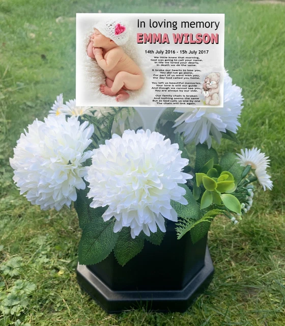 Grave marker, Cemetery flower vase, Artificial flower memorial, Personalised.