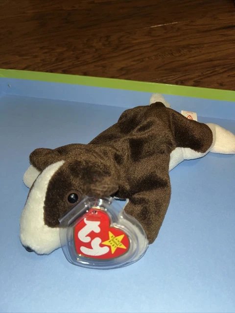 Ty Beanie Baby Bruno Chocolate Brown Bull Terrier Dog 9" 1997 Boys Girls 3