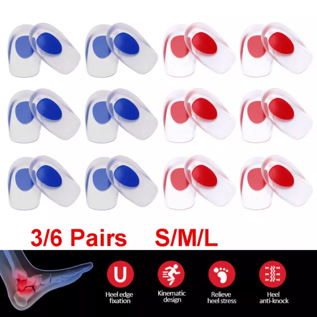 6 pares de copas de gel para el talón, plantillas para el calzado para fascitis